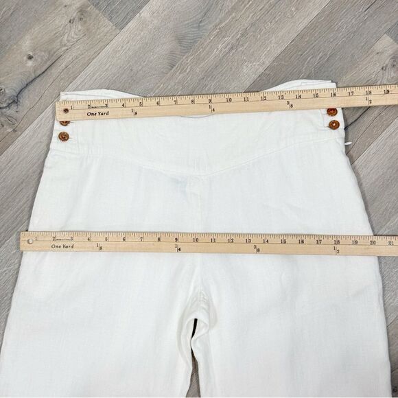 Lauren Ralph Lauren Linen Sailor Button Wide Leg Crop Trouser Pants White 6 - Picture 11 of 14